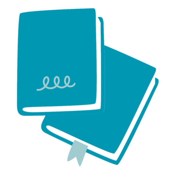 Icon: two books with a small bookmark